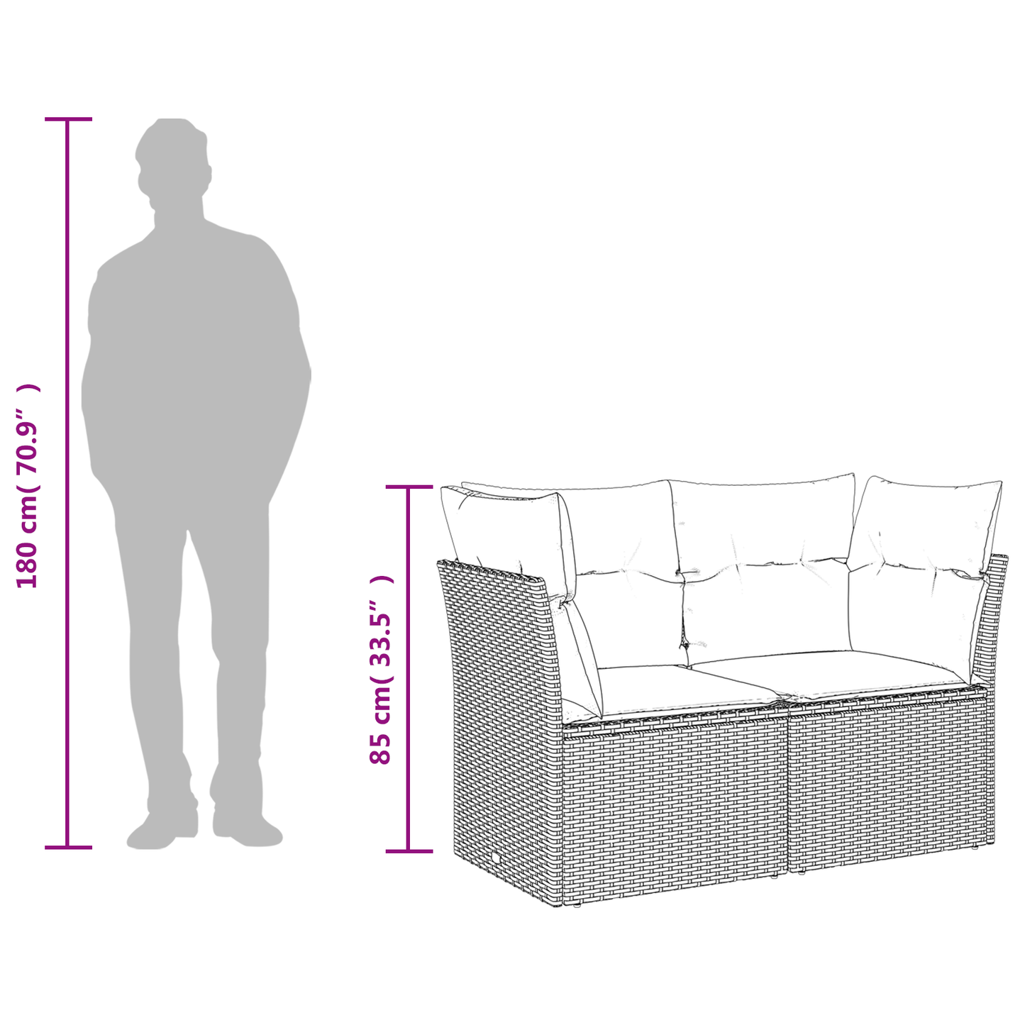 | Divano da giardino | Marrone 124 x 62 x 69 cm polyrattan | homemem39