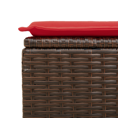 Sgabello da giardino con cuscino marrone 55x55x37 cm in polyrattan | homemem39