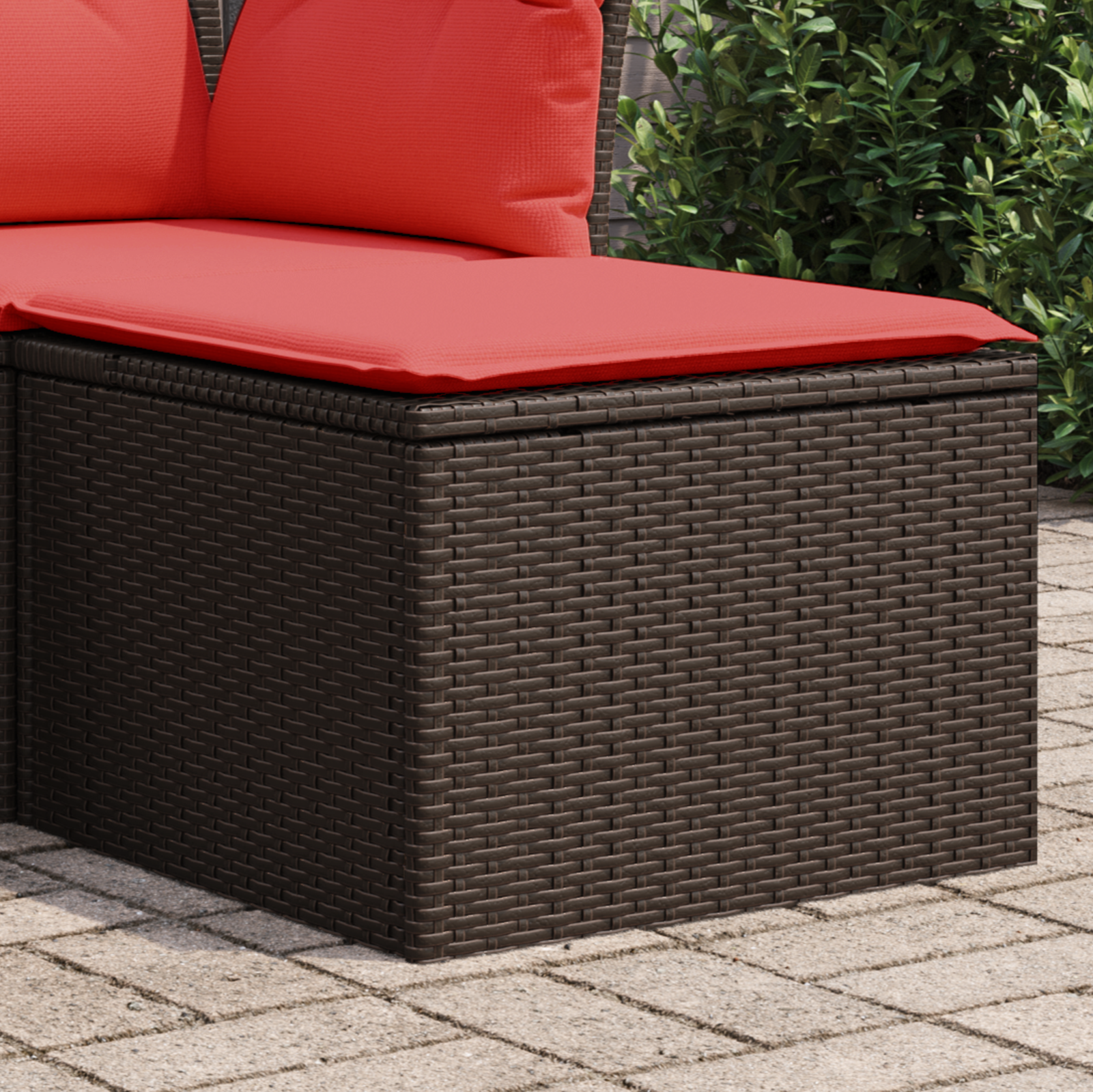 Sgabello da giardino con cuscino marrone 55x55x37 cm in polyrattan | homemem39