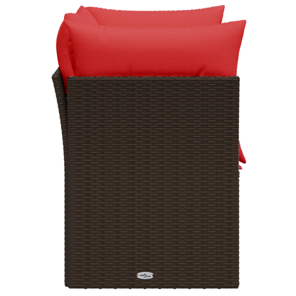 Divano da giardino con cuscini a 2 posti marrone in polyrattan | homemem39
