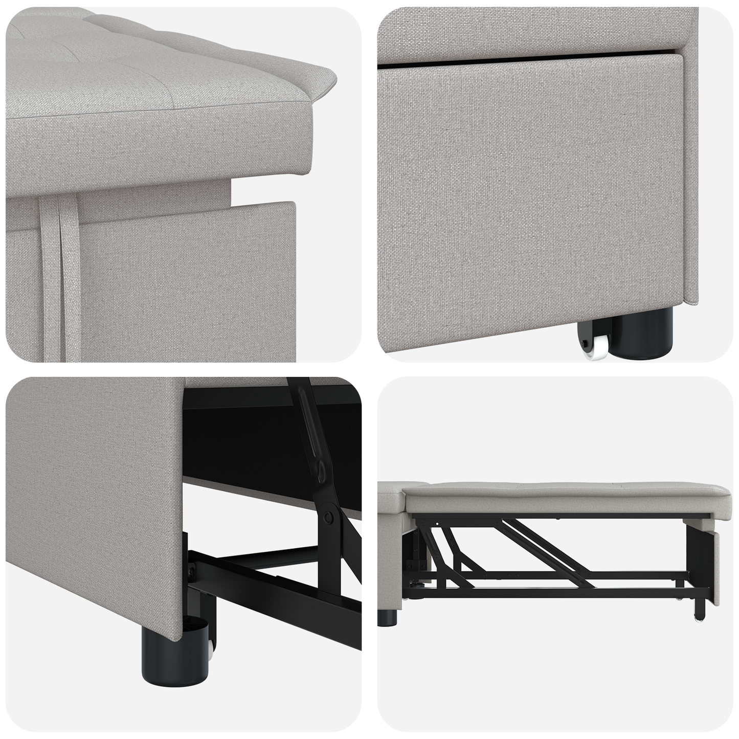 Divano letto Grigio 194 x 50 x 82 cm Legno compensato