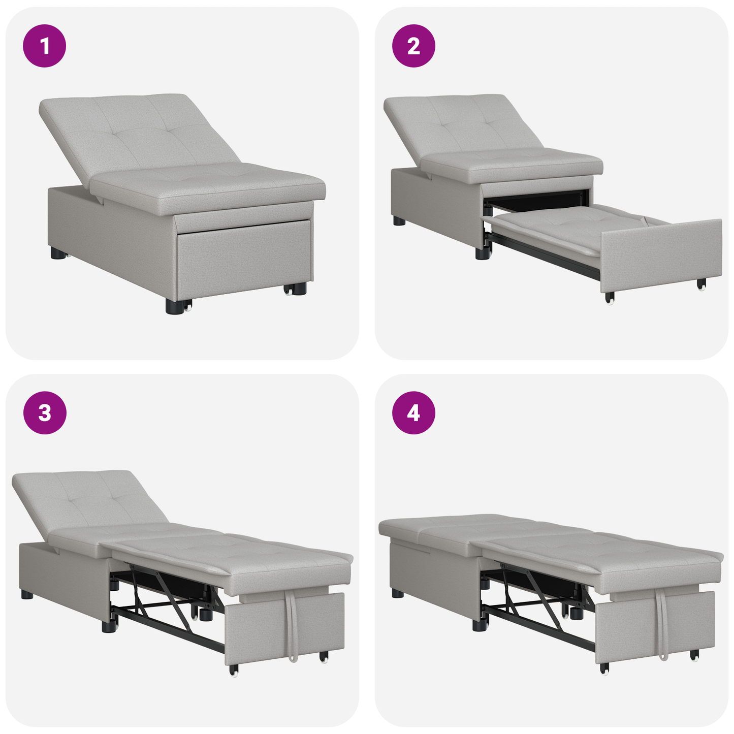 Divano letto Grigio 194 x 50 x 82 cm Legno compensato