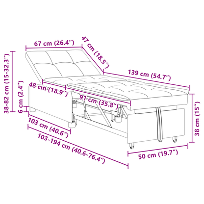 Divano letto Grigio 194 x 50 x 82 cm Legno compensato
