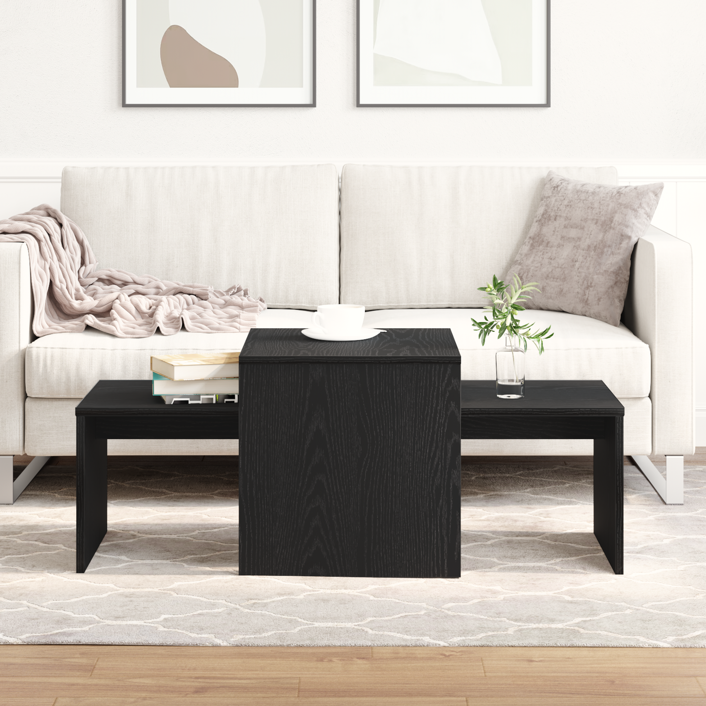 Tavoli da annidamento Rovere Nero 100 x 48 x 40 cm | homemem39