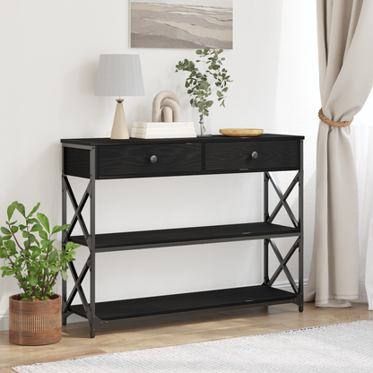 Tavolo Consolle con cassetto Rovere nero 100 x 28 x 75 cm | homemem39