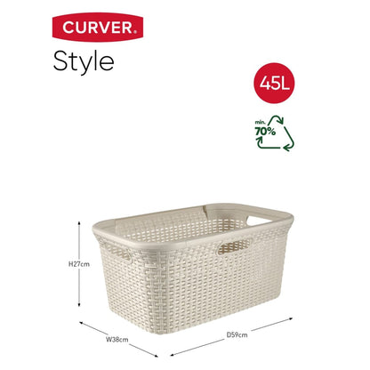 Curver Cesto Portabiancheria Style 45 L Bianco Vintage - homemem39