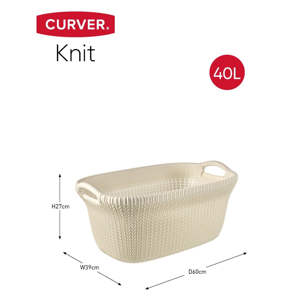 Curver Cesto Portabiancheria Knit 40 L Bianco Crema - homemem39