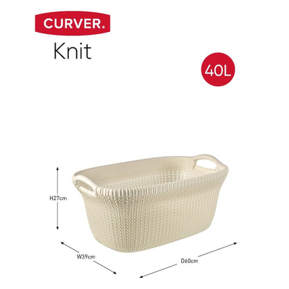 Curver Cesto Portabiancheria Knit 40 L Bianco Crema - homemem39