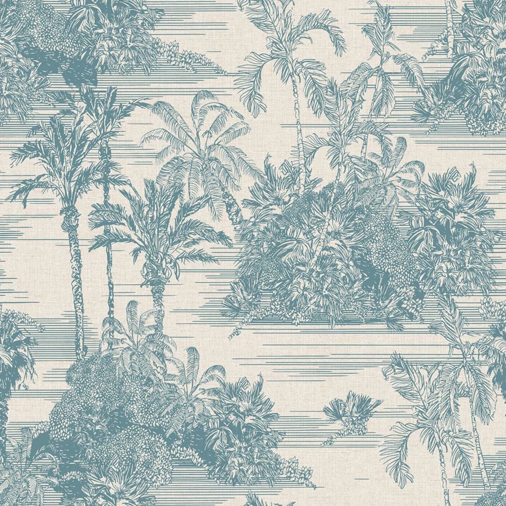 DUTCH WALLCOVERINGS Carta da Parati "Tropical" Beige e Azzurro Chiaro - homemem39