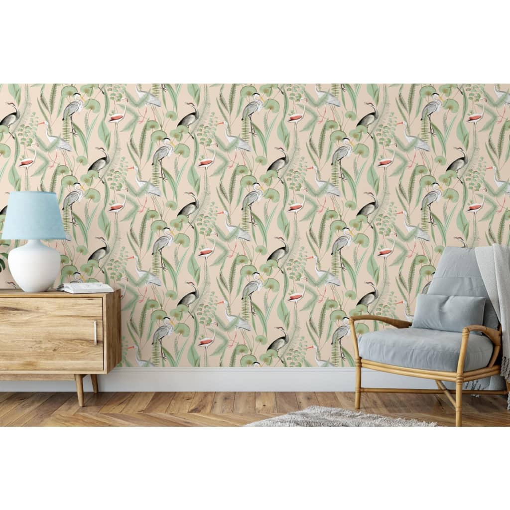 DUTCH WALLCOVERINGS Carta da Parati "Chevron" Crema e Menta - homemem39