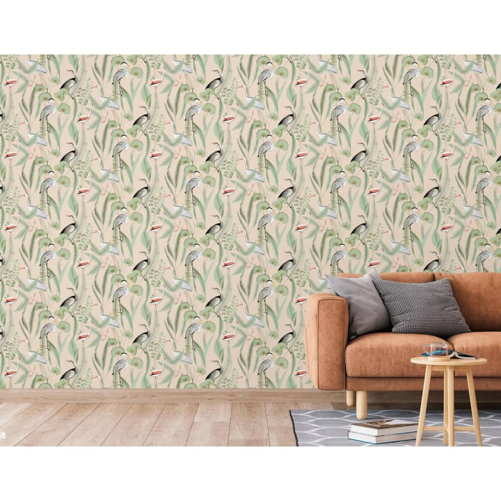 DUTCH WALLCOVERINGS Carta da Parati "Chevron" Crema e Menta - homemem39