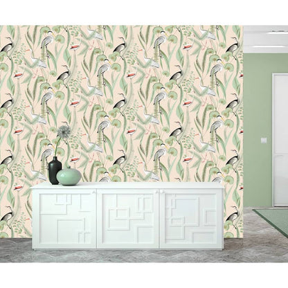 DUTCH WALLCOVERINGS Carta da Parati "Chevron" Crema e Menta - homemem39