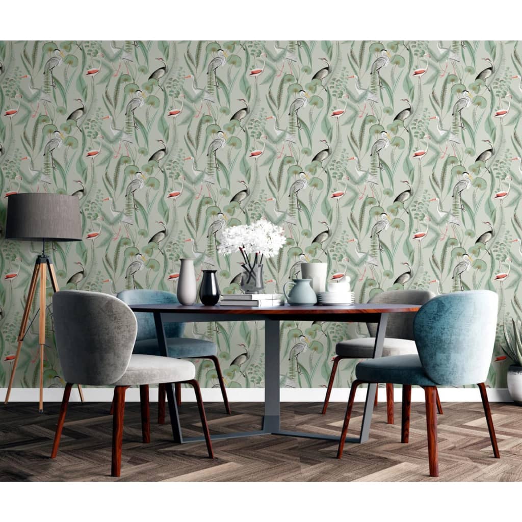 DUTCH WALLCOVERINGS Carta da Parati "Flamingo" Menta - homemem39