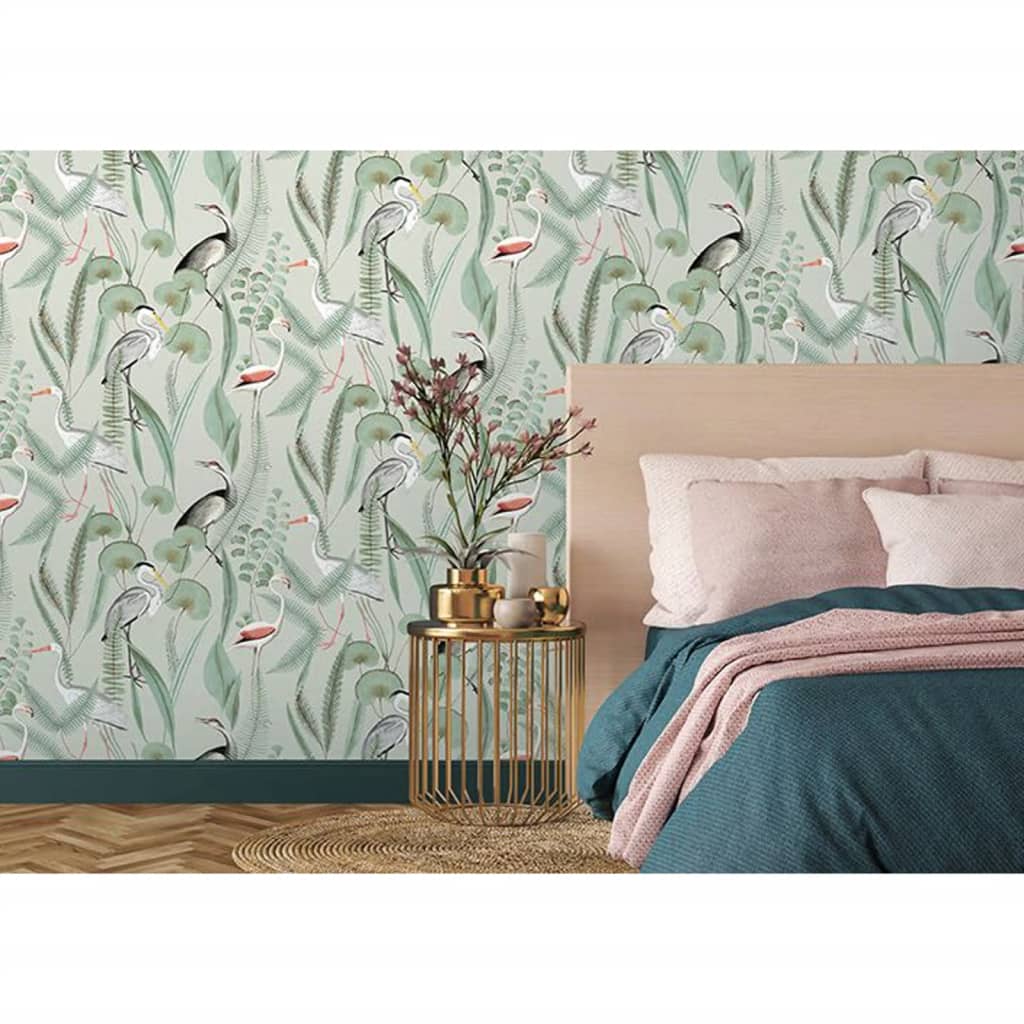 DUTCH WALLCOVERINGS Carta da Parati "Flamingo" Menta - homemem39