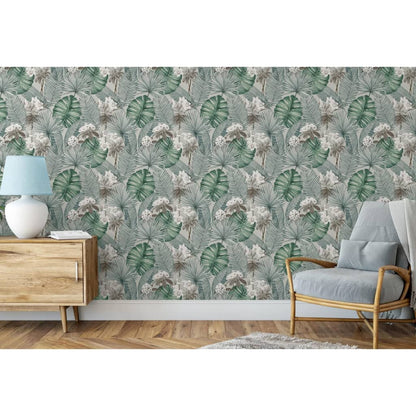 DUTCH WALLCOVERINGS Carta da Parati Eden Grigio e Verde Chiaro - homemem39