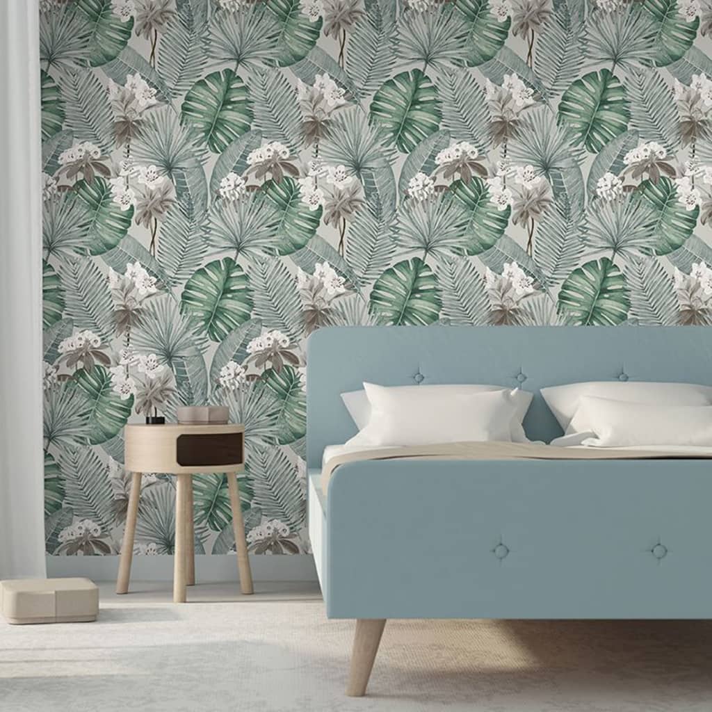 DUTCH WALLCOVERINGS Carta da Parati Eden Grigio e Verde Chiaro - homemem39