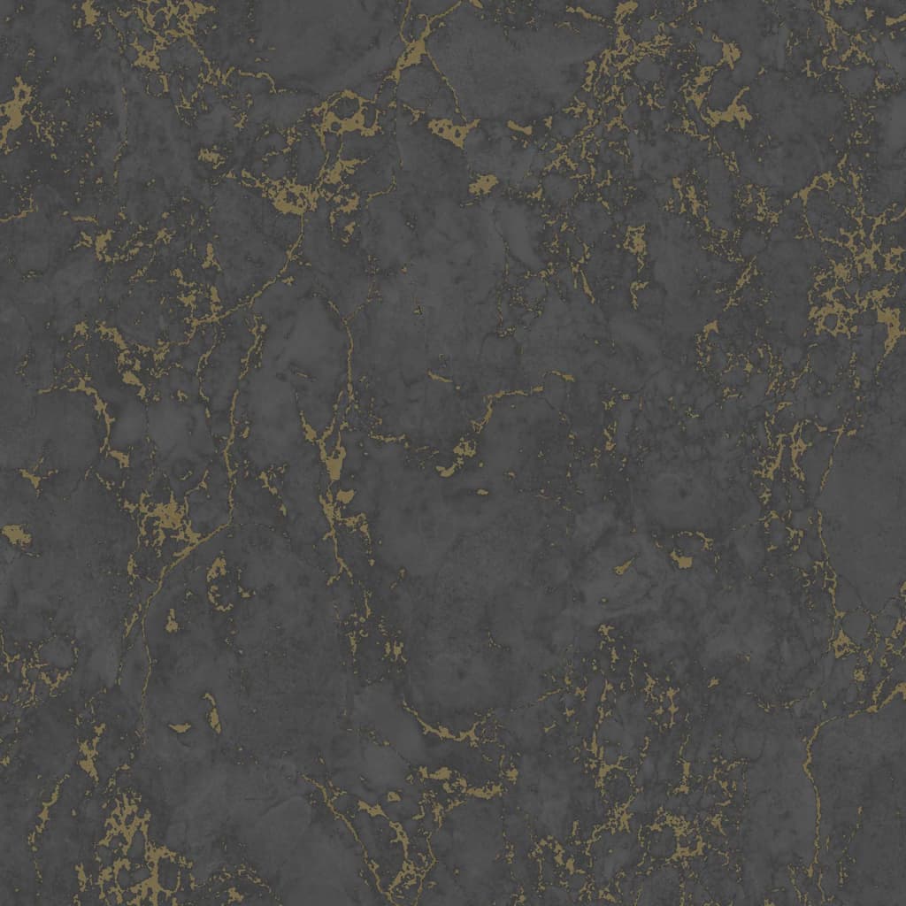 DUTCH WALLCOVERINGS Carta da Parati Motivo Marmo Nero e Oro - homemem39