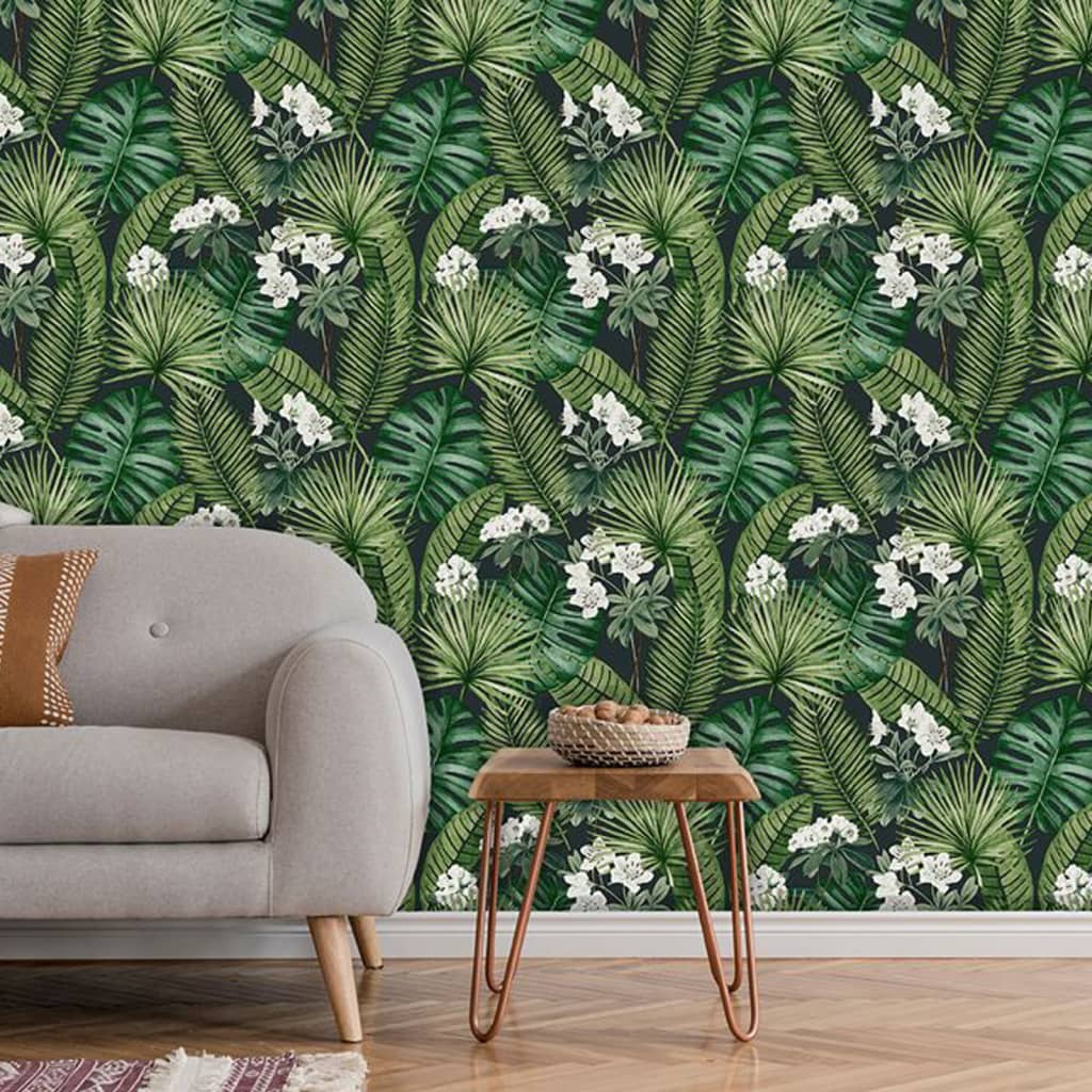 DUTCH WALLCOVERINGS Carta da Parati "Eden" Nero e Verde Scuro - homemem39