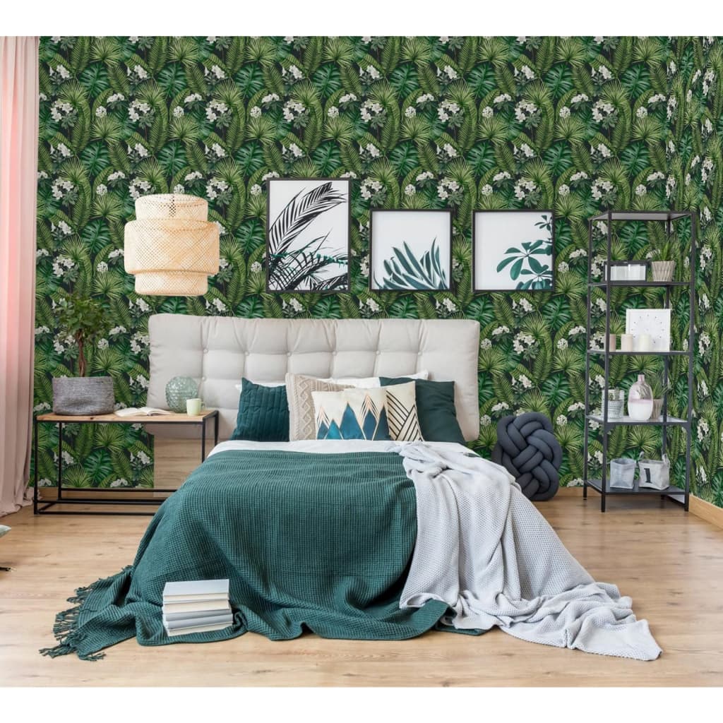 DUTCH WALLCOVERINGS Carta da Parati "Eden" Nero e Verde Scuro - homemem39