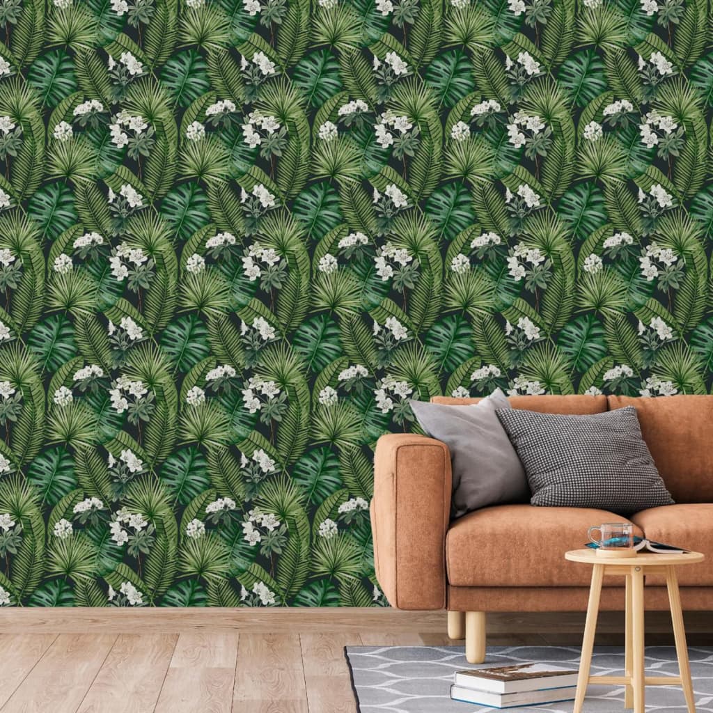 DUTCH WALLCOVERINGS Carta da Parati "Eden" Nero e Verde Scuro - homemem39