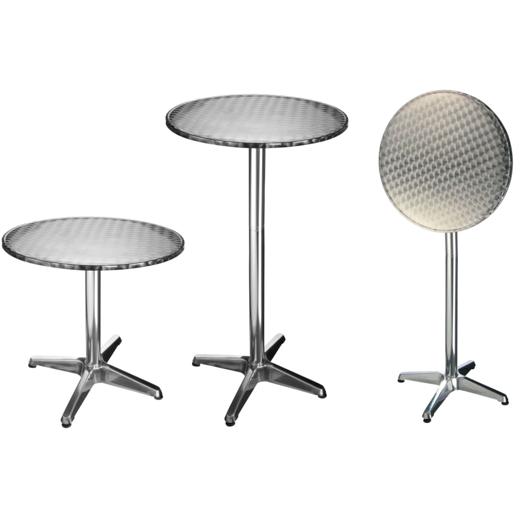 HI Tavolino Pieghevole da Bar in Alluminio Rotondo 60x60x(58-115) cm - homemem39