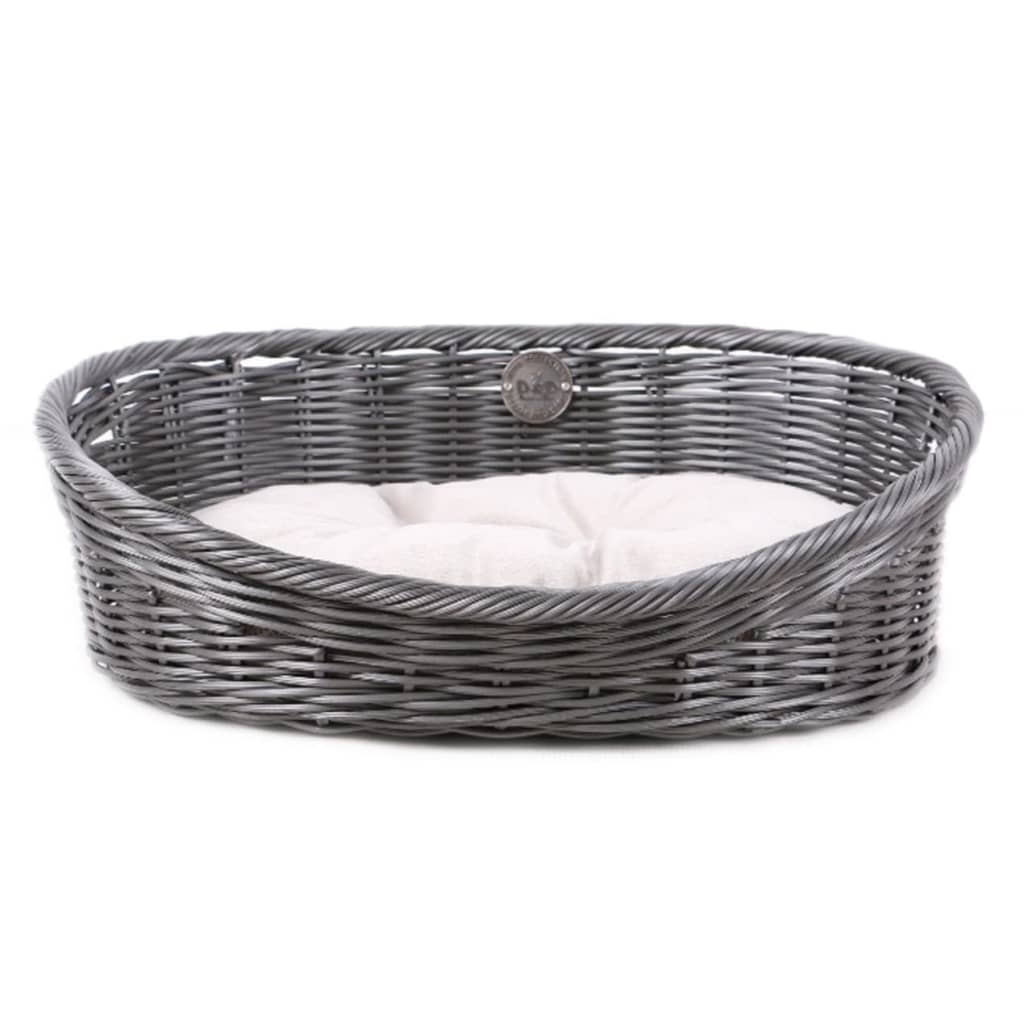 D&D Lettino per Cani Rustico con Cuscino L in Rattan Grigio - homemem39