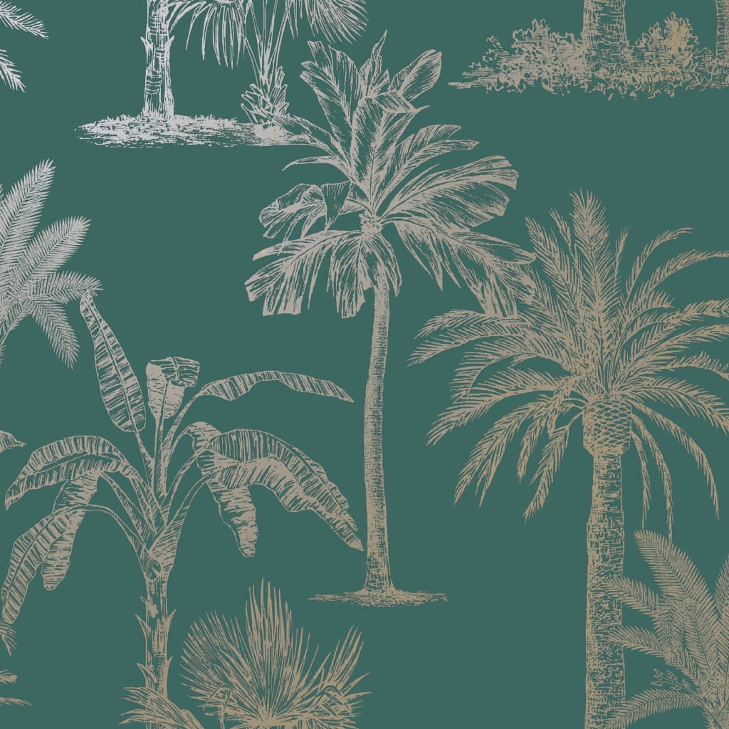 DUTCH WALLCOVERINGS Carta da Parati Alberi Tropicali Verde Tè Argento - homemem39