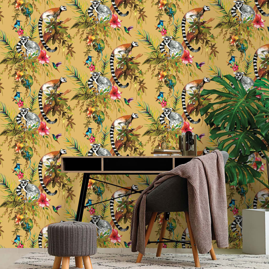 DUTCH WALLCOVERINGS Carta da Parati "Lemur" Ocra - homemem39