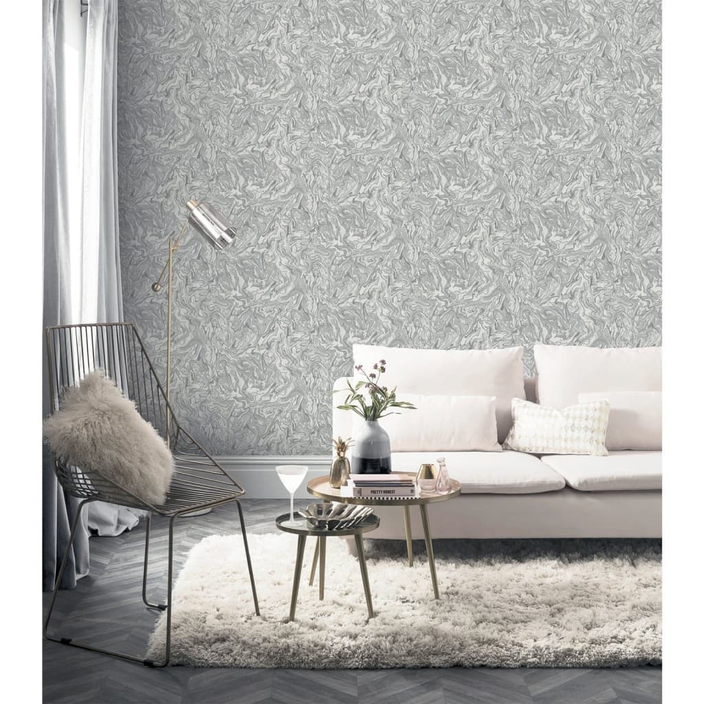 DUTCH WALLCOVERINGS Carta da Parati Liquid Marble Grigio - homemem39