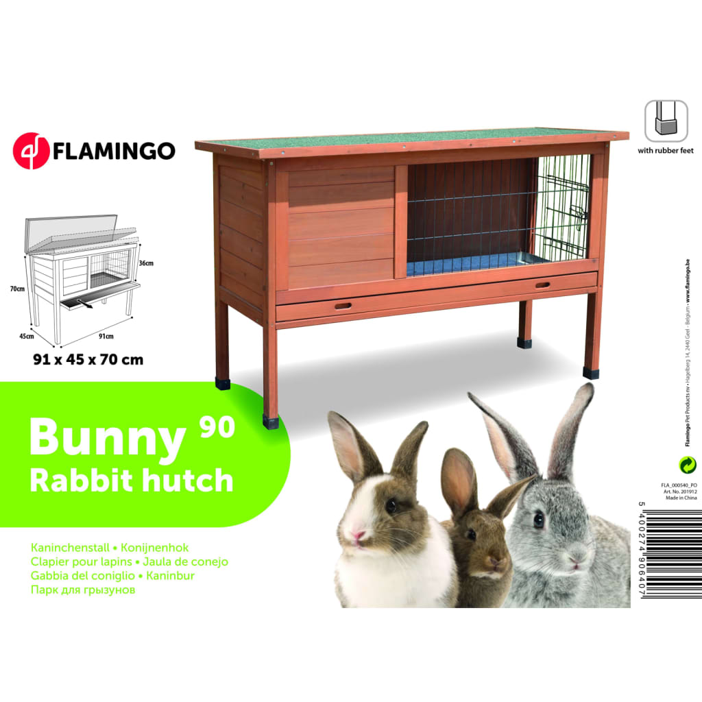 FLAMINGO Conigliera Bunny 90 91x45x70 cm Marrone - homemem39