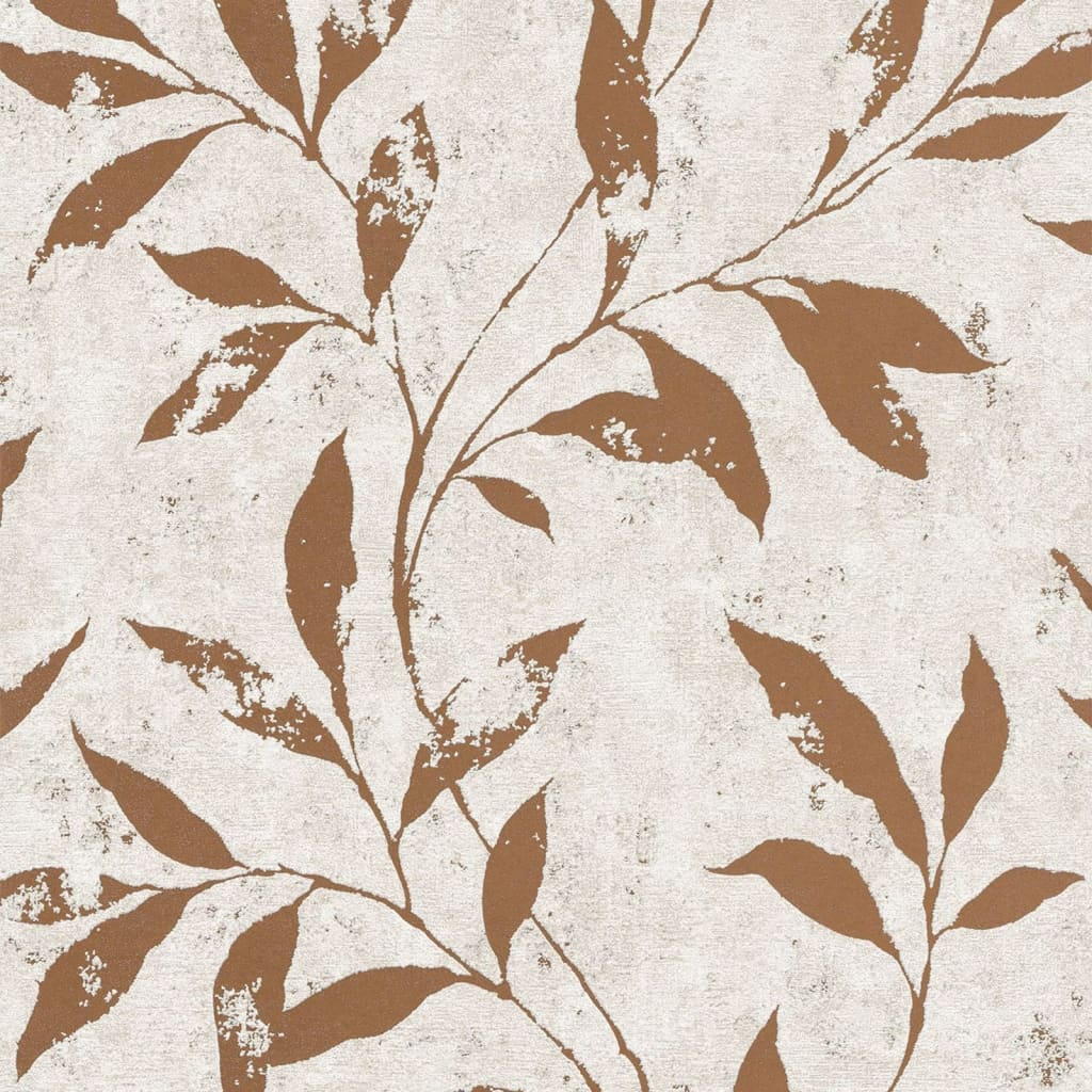 DUTCH WALLCOVERINGS Carta da Parati Leafs Beige e Marrone - homemem39