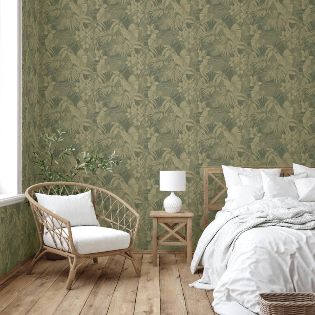 DUTCH WALLCOVERINGS Carta da Parati Joelle in Verde e Oro - homemem39