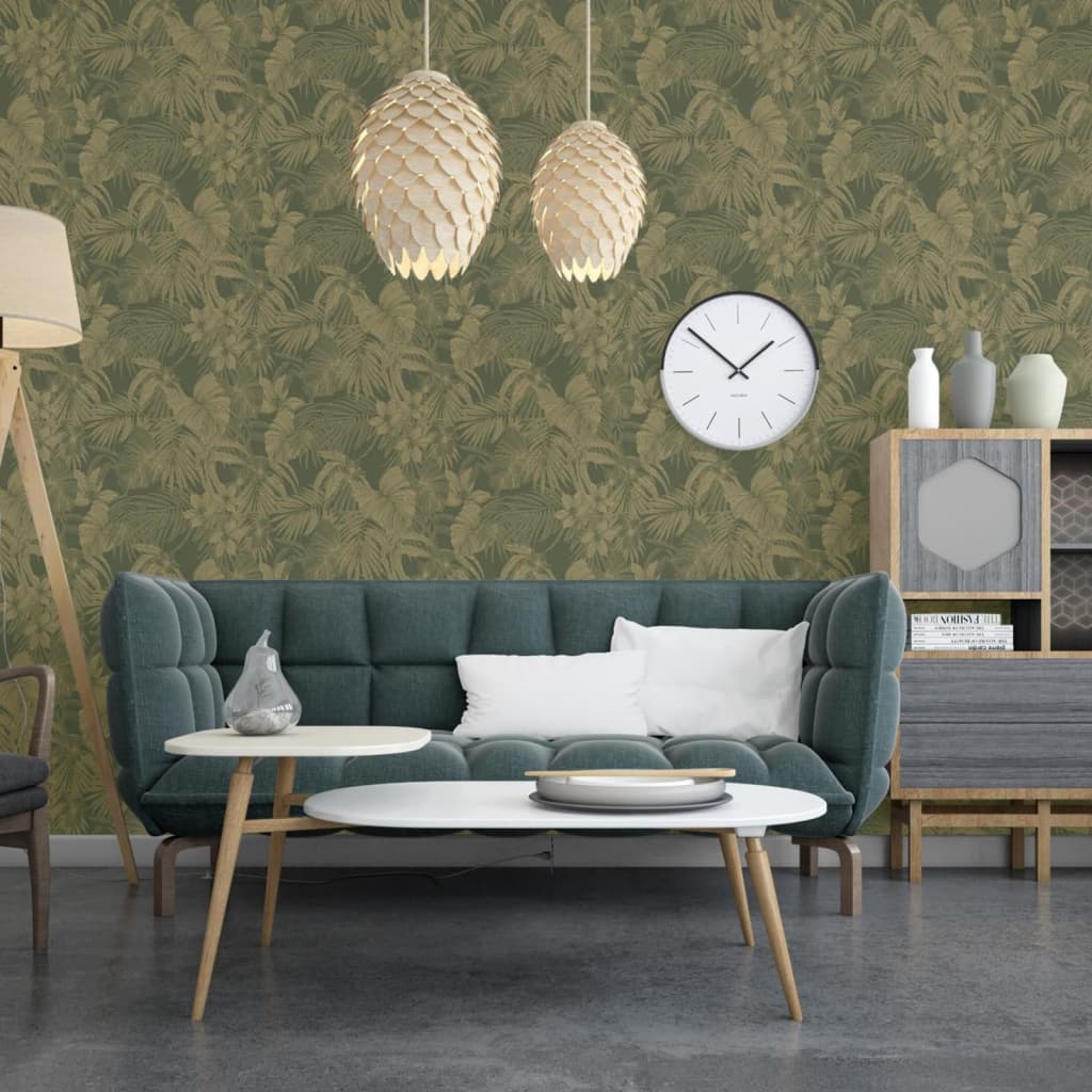 DUTCH WALLCOVERINGS Carta da Parati Joelle in Verde e Oro - homemem39