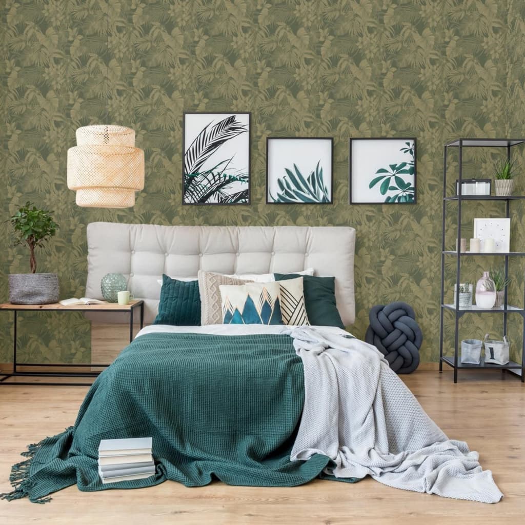 DUTCH WALLCOVERINGS Carta da Parati Joelle in Verde e Oro - homemem39