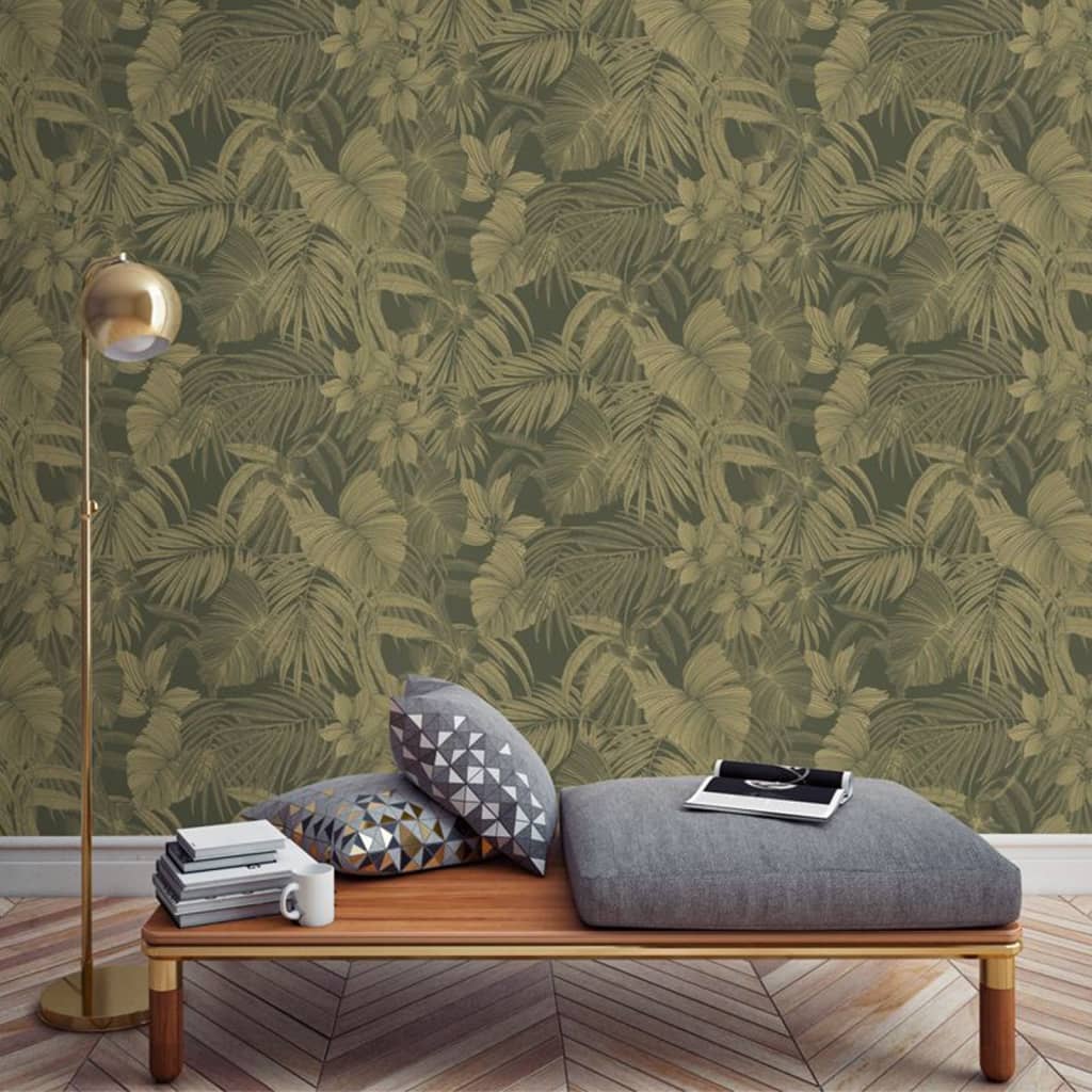 DUTCH WALLCOVERINGS Carta da Parati Joelle in Verde e Oro - homemem39