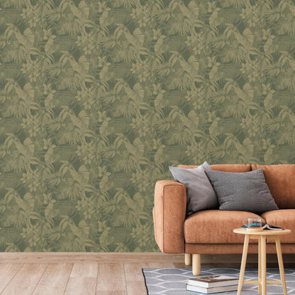 DUTCH WALLCOVERINGS Carta da Parati Joelle in Verde e Oro - homemem39