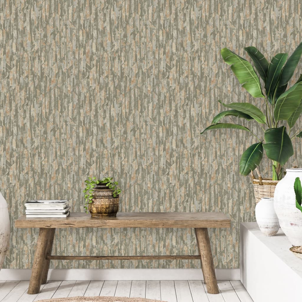 DUTCH WALLCOVERINGS Carta da Parati Phoenix Verde e Beige - homemem39