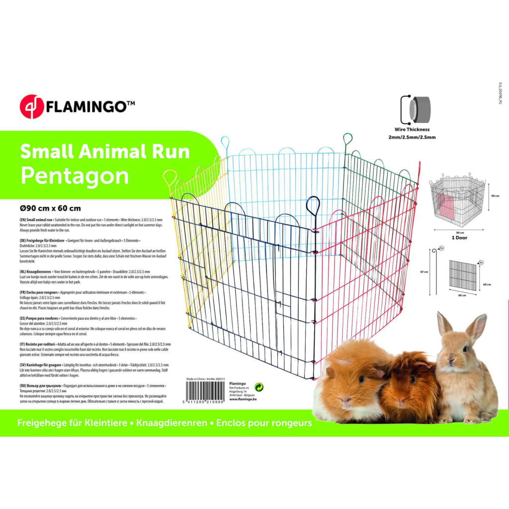 FLAMINGO Recinto per Conigli 5 pz Pentagon 90x60 cm Multicolore - homemem39