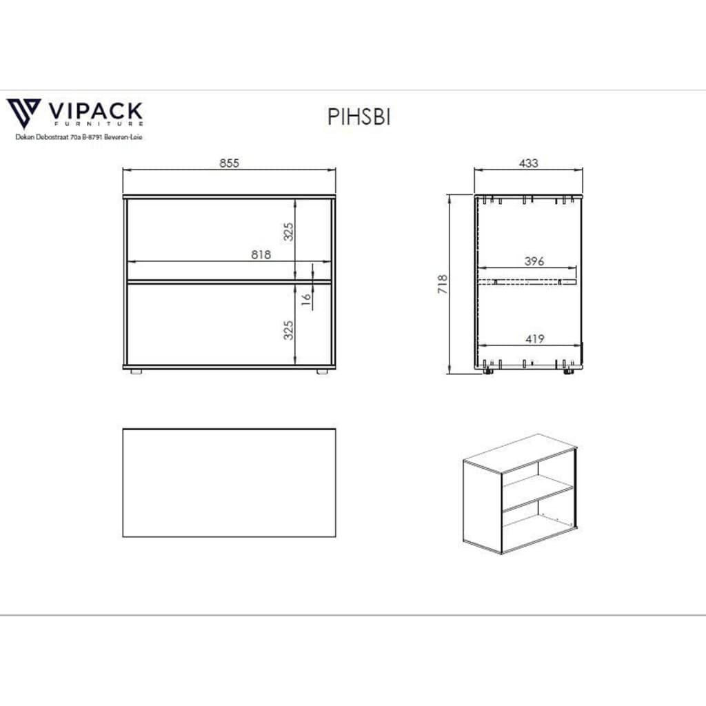 Vipack Libreria Pino 2 Ripiani Bianca in Legno - homemem39