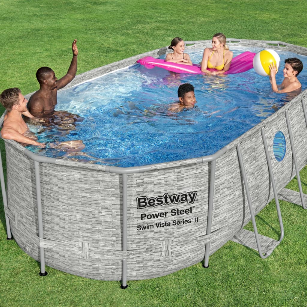 Bestway Set Piscina Power Steel Swim Serie Vista 549x274x122 cm - homemem39