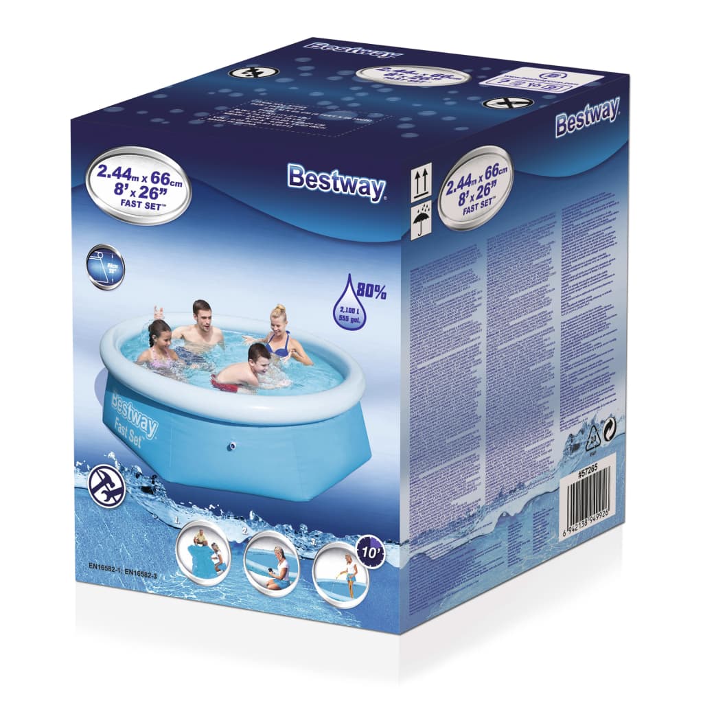 Bestway Set per Piscina Gonfiabile Fast Rotonda 244x66 cm 57265 - homemem39