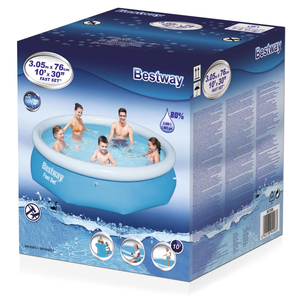 Bestway Set per Piscina Gonfiabile Fast Rotonda 305x76 cm 57266 - homemem39