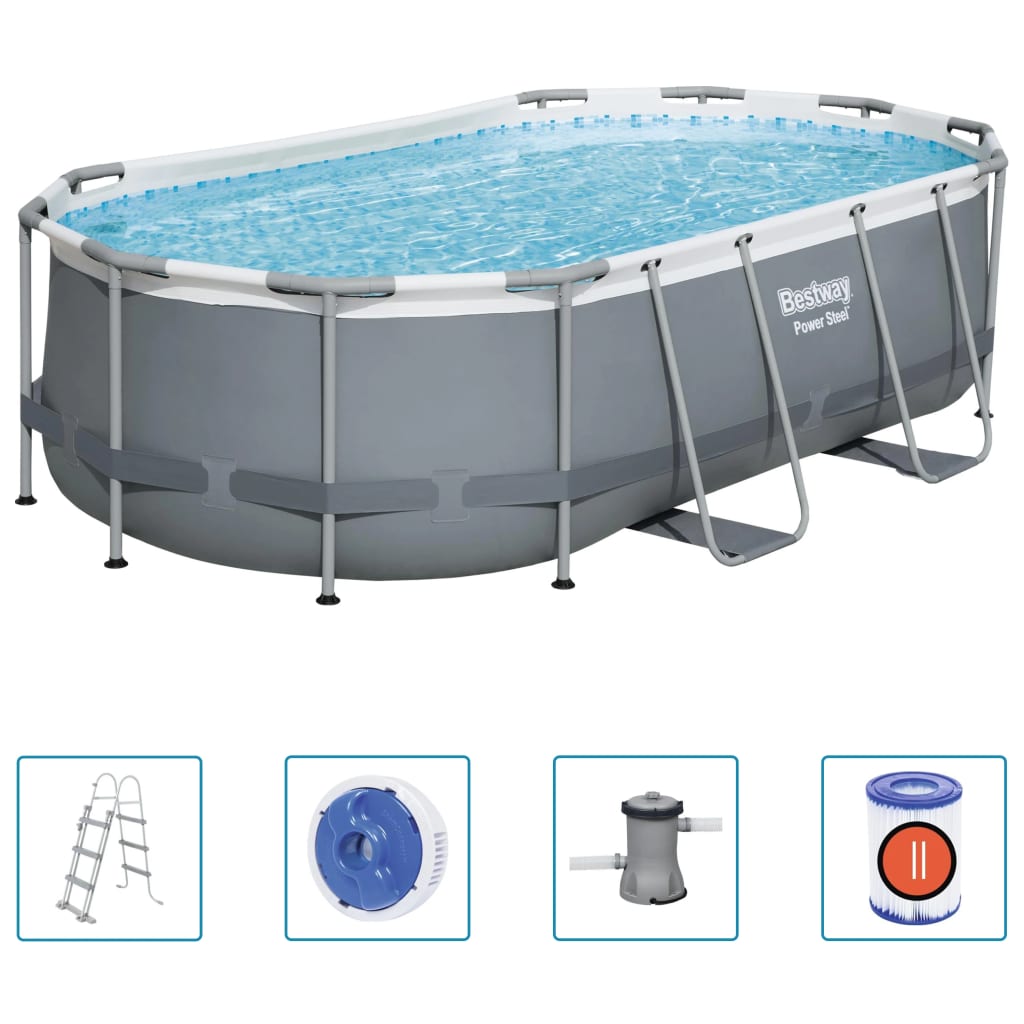 Bestway Piscina Fuori Terra Ovale Power Steel 427x250x100 cm - homemem39