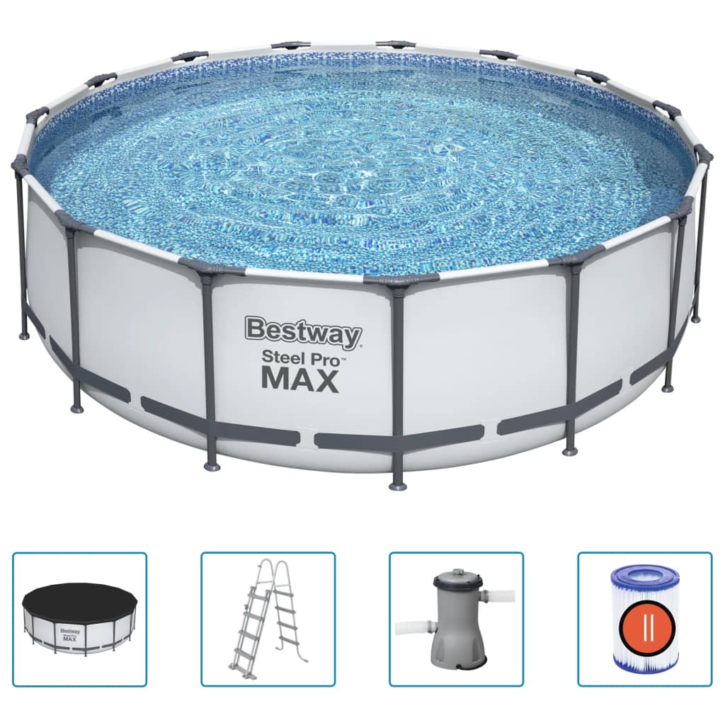 Bestway Set Piscina Fuori Terra Steel Pro MAX Rotonda 457x122 cm - homemem39