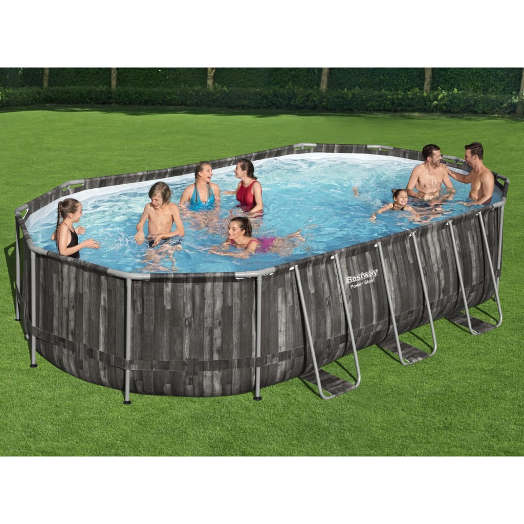 Bestway Set Piscina Ovale Power Steel 488x305x107 cm - homemem39