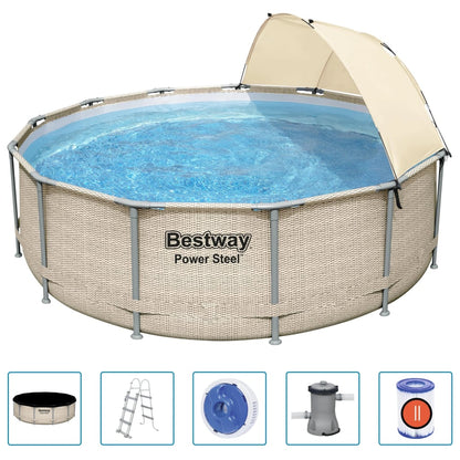 Bestway Set Piscina Power Steel con Baldacchino 396x107 cm - homemem39