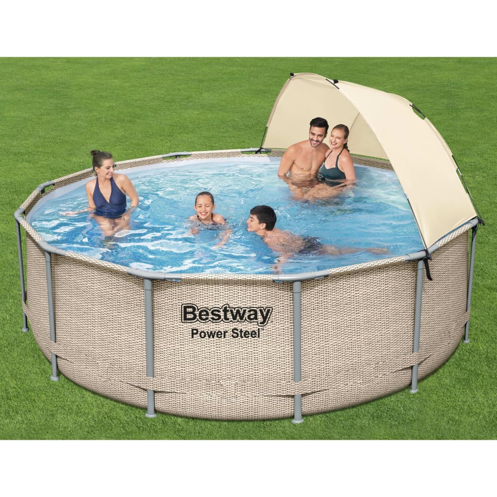 Bestway Set Piscina Power Steel con Baldacchino 396x107 cm - homemem39