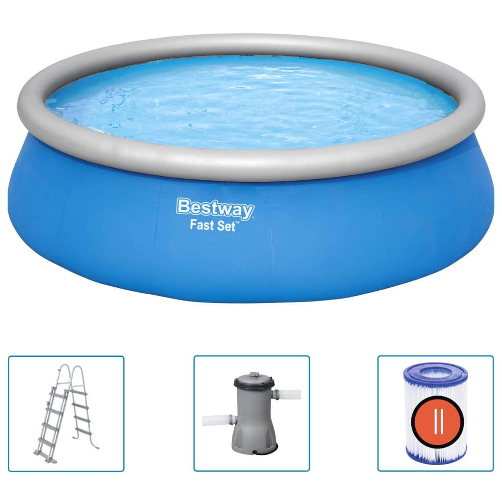 Bestway Set per Piscina Gonfiabile Fast Set Rotonda 457x122 cm - homemem39