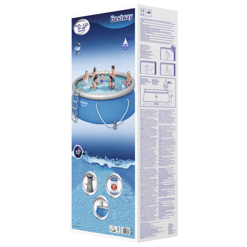 Bestway Set per Piscina Gonfiabile Fast Set Rotonda 457x122 cm - homemem39