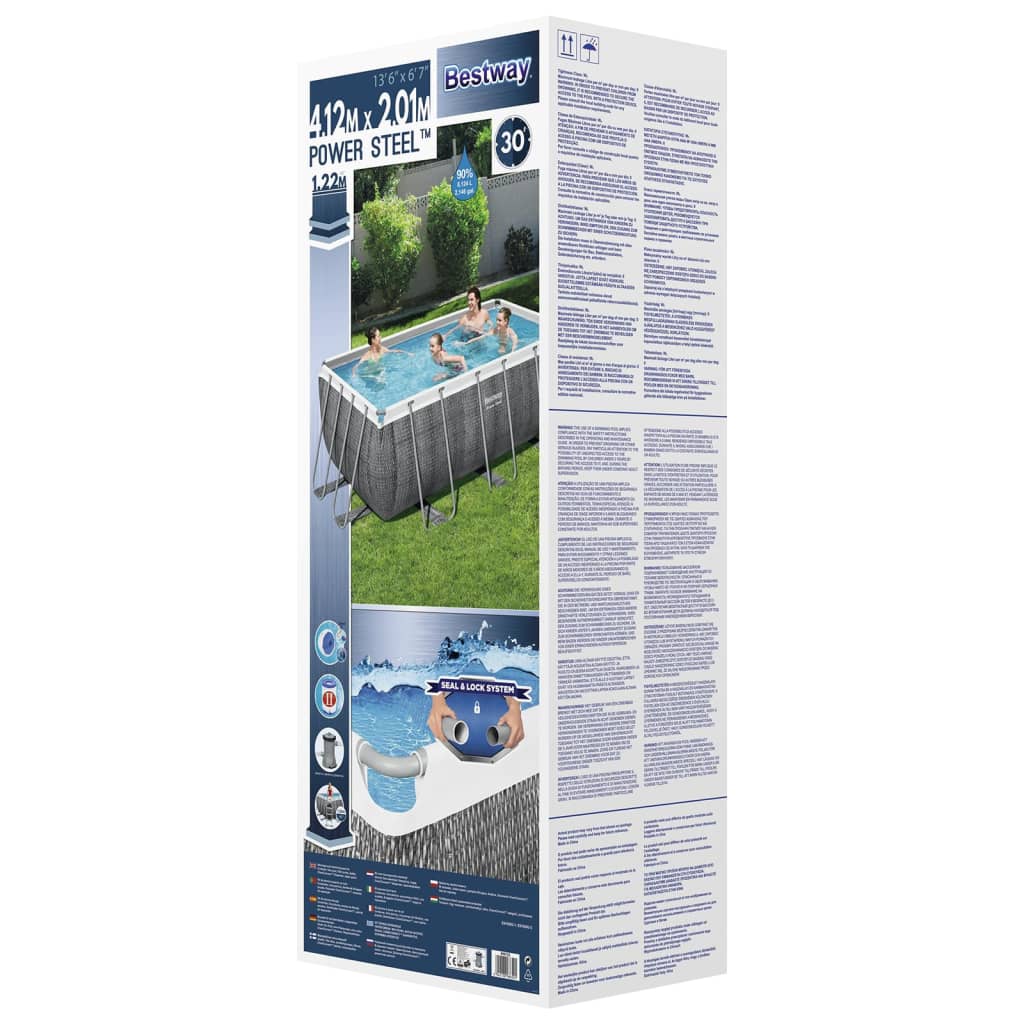 Bestway Set Piscina Power Steel Rettangolare 412x201x122 cm - homemem39